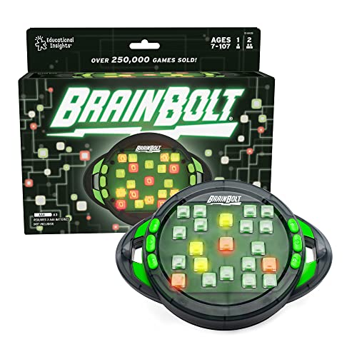 Educational Insights BrainBolt Handheld Electronic Memory Game with Lights & Sounds, Brain Teaser Puzzle Game, Ages 7+