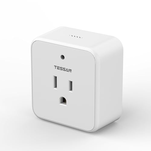 TESSAN Voice Control Outlet, Wireless Remote Control Electrical Outlet, On/Off Light Switch Socket for Night Light, Coffee Maker, Lamp, Fan, Power Plug for Household Appliance, 10A/1250W