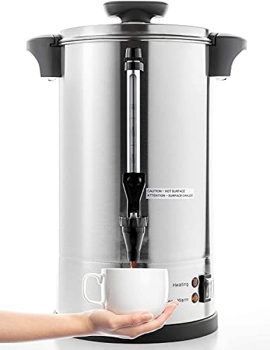 SYBO SR-CP-100B Commercial Grade Stainless Steel Percolate Coffee Maker Hot Water Urn for Catering, 100-Cup 16 L, Metallic