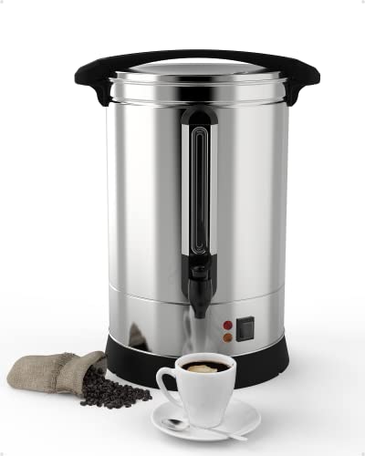 100 Cup Commercial Coffee Maker, [Quick Brewing] [Food Grade Stainless Steel] Large Coffee Urn Perfect For Church, Meeting rooms, Lounges, and Other Large Gatherings-14 L,Silver