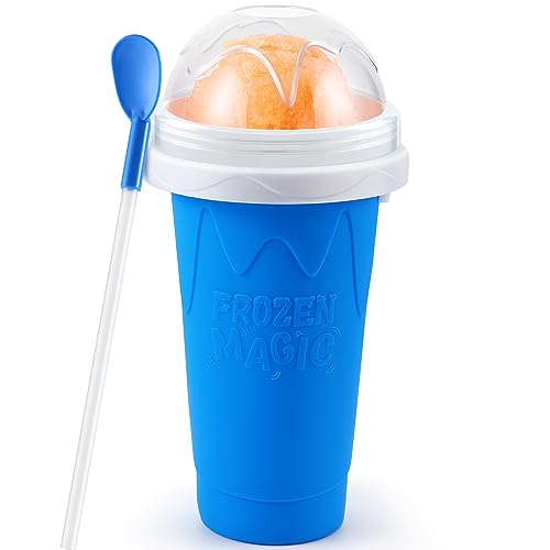 Tgosomt Slushy Cup, TIK TOK Frozen Magic Slushie Maker Cup Squeeze, Cool Fun Stuff Things Gadgets & Great Stocking Stuffers & White Elephant Gifts (Blue)