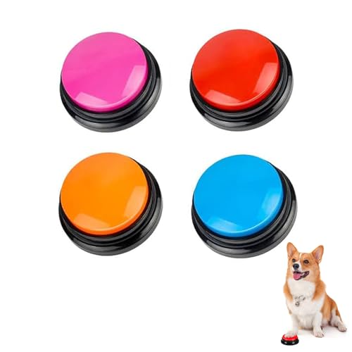 BoArt Voice Recording Button, Dog Buttons for Communication Pet Training Buzzer, 30 Second Record&Playback, Voice Recording Clicker for Cat, Puppy, Pet Trainin, Funny Gift for Study Office Home 4 Pcs