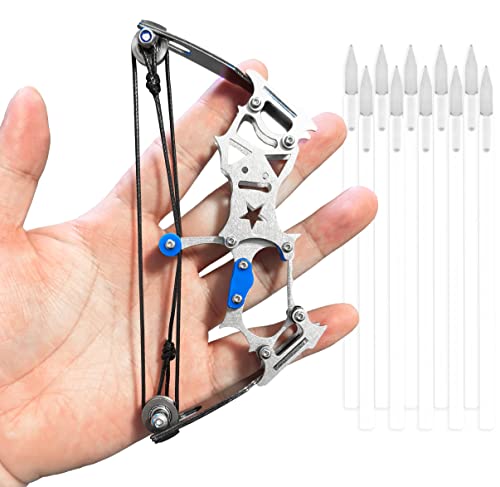 Mini Archery Bow Set Right Hand Mini Compound Bow Mini Hunting Bow Metal Material Catapult RH/LH for Hunting Shooting Practice Archery Entertainment Fun