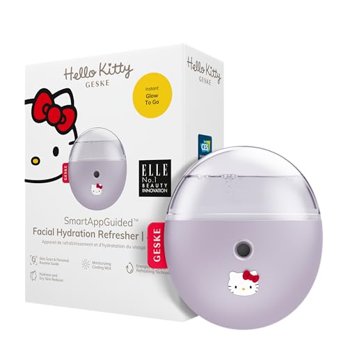 GESKE & Hello Kitty SmartAppGuided™ Facial Hydration Refresher | 4 in 1 | Water Atomizer | Moisturizing Spray Machine | Face Mister | Humidifier for Natural Glow | Reduce Redness & Dry Skin