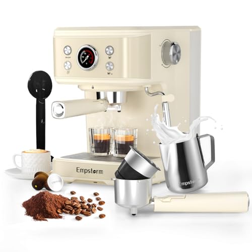 Espresso Machine Latte Coffee Makers 20 Bar, 2 IN 1 Professional Cappuccino Machine and Milk Frother Steam Wand Compatible for NS Original Capsules for Home Brewing