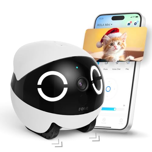 Enabot EBO ROLA Mini 2K Camera Robot: Moving Pet Camera, Up to 25 Days Battery Life, Built-in Call Button, Two-Way Audio