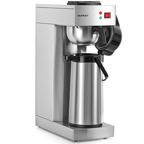 Commercial Airpot Coffee Brewer 2.2L/74oz Dirp Coffee Maker with 24H Insulated Thermal Carafe Stainless Steel Pour Over Coffee Machine 120V/1450W Coffee Dispenser for Café Restaurant Cafateria