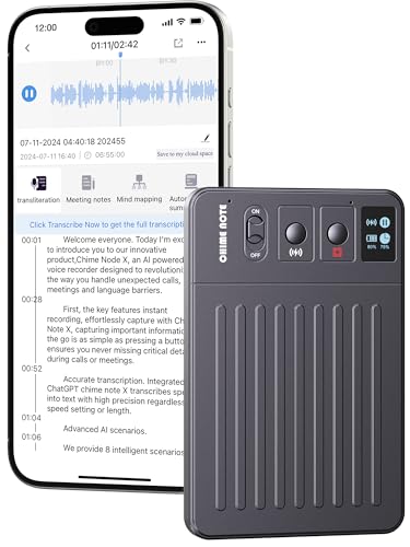 AI Voice Recorder, Voice Recorder with No Fee for Transcribe & Summarize Empowered by ChatGpt, App Control, Support 107 Languages,64GB Memory,Audio Recorder for Lectures/Meetings/Calls/Interview