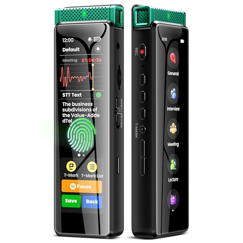 136GB Digital Voice Recorder with Playback, Innioasis R1 Full Touchscreen Voice Recorder with AI Intelligent Transcription and Bluetooth, Voice Activated Sound Audio Recorder Device with Mic (Green)