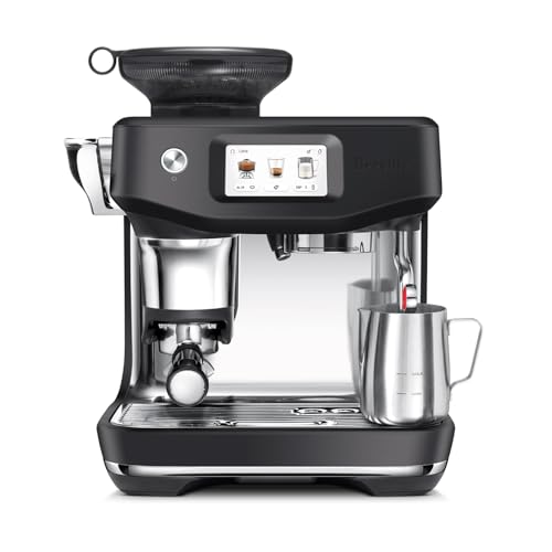 Breville the Barista Touch Impress Espresso Machine with Grinder & Auto Milk Frother, Espresso Maker with Assisted Tamping & Touchscreen, Cappuccino & Latte Machine for Home, BES881BTR, Black Truffle