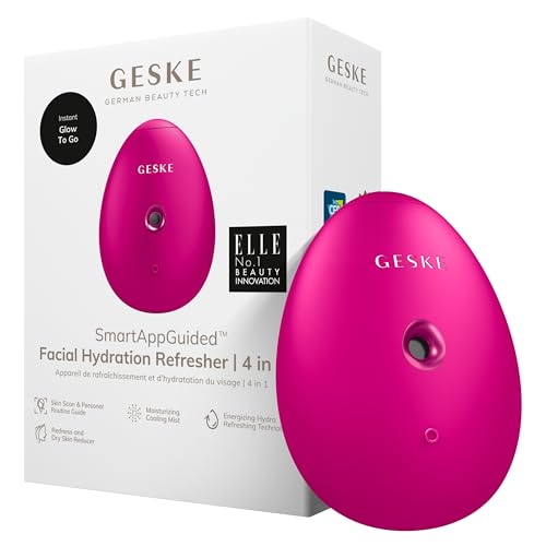 GESKE SmartAppGuided™ Facial Hydration Refresher | 4 in 1 | Water Atomizer | Moisturizing Spray Machine | Face Mister | Humidifier for Natural Glow | Reduce Redness & Dry Skin