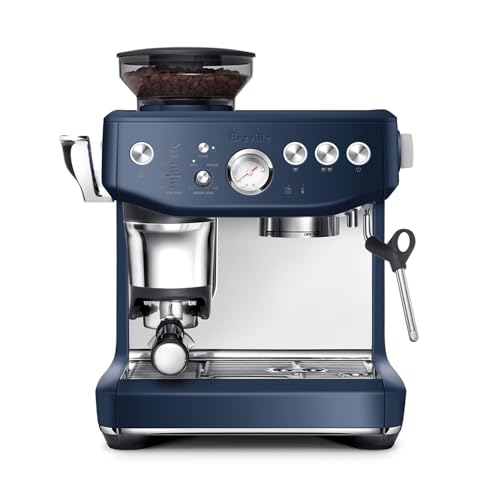 Breville the Barista Express Impress Espresso Machine with Grinder & Milk Frother, Espresso Maker with Assisted Tamping, Cappuccino & Latte Machine for Home, BES876DBL, Damson Blue