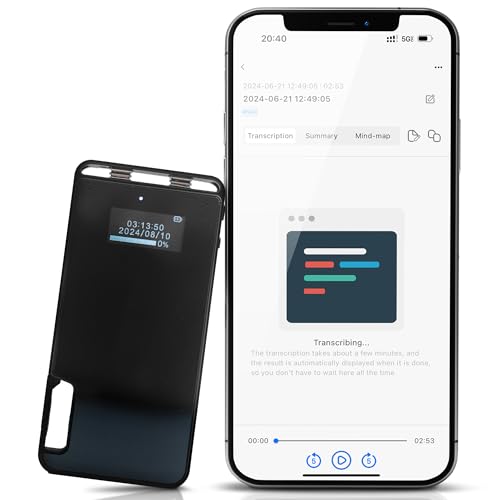 128GB Smart Voice Recorder, AI Transcription Recorder, Smart AI Summary, Audio to Text Function, Noise Reduction, Audio, Recording Device for Meeting, Lecture, Interview.