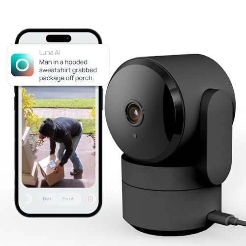 Indoor Pan/Tilt Home Security Camera, 360° Plug-in, Night Vision, 2.4GHz Wi-Fi, 2-Way Audio, Smart Gen AI Motion Detection, Pet Camera with Phone App, Home Camera (Black)