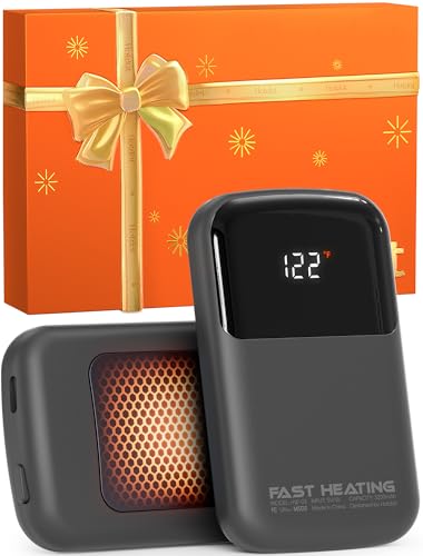 AI Hand Warmers Rechargeable with Gift Box, 2 Pack Portable Electric Hand Warmer with LED Display Battery and Temperature, Fast Heating, for Men, Women, Hunting Camping Gray