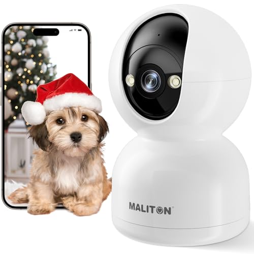 Maliton Security Camera Indoor 2K, WiFi Camera for Home Security with Smart AI Motion Detection, Baby Monitor Pet/Dog Camera with Phone App, 360 Pan/Tilt for Room, Color Night Vision, 2-Way Audio