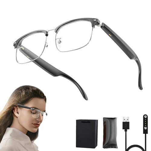 AI Translator Glasses, AI smart Glasses for Men/Women, Lentes Inteligentes Traductores, Anti-Blue Light Lenses, Language Translator Device Supports 138 Languages, Open Ear Music & HD Calling (Sliver)