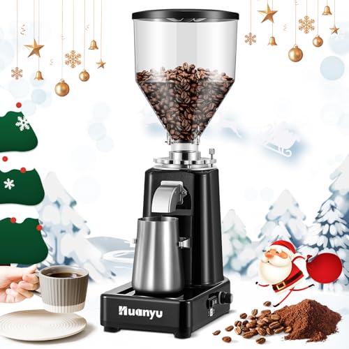 Huanyu Coffee Grinder Electric Adjustable Flat Burr Mill with 19 Precise Grind Setting 35OZ 36Cups Coffee Bean Grinding Machine Upgrade Automatic Point-action for Espresso French Press