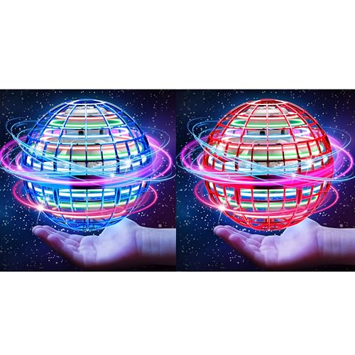 2 Pack Flying Orb Ball Toy, 2024 Hand Controlled Boomerang Hover Ball Toys, Fidget Flying Spinner with Magic Lights, Mini Drone Cool Stuff Gadgets Gifts Toys for Age 6 7 8 9 10+ Boys Girls Teens Toys