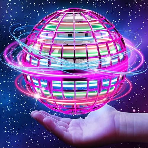 Flying Orb Ball Toy, 2024 Hand Controlled Boomerang Hover Ball Toys, Fidget Flying Spinner with Magic Lights, Mini Drone Cool Stuff Gadgets Gifts Toys for Age 6 7 8 9 10+ Boys Girls Teens Toys(Purple)