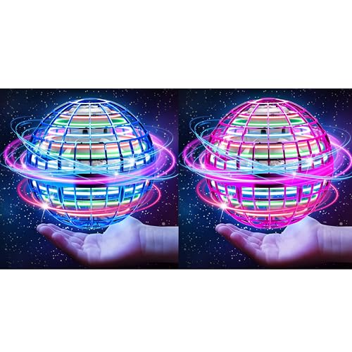 2 Pack Flying Orb Ball Toy, 2024 Hand Controlled Boomerang Hover Ball Toys, Fidget Flying Spinner with Magic Lights, Mini Drone Cool Stuff Gadgets Gifts Toys for Age 6 7 8 9 10+ Boys Girls Teens Toys