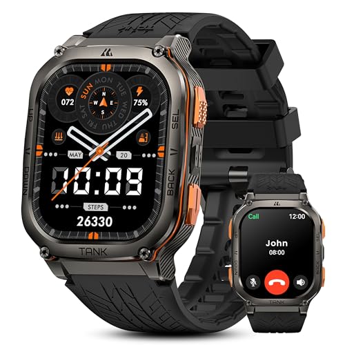 KOSPET Tank M3 Ultra Smart Watch with GPS, 50M Waterproof, Compass, Altitude, Air Pressure, 480mAh Extra Large Battery, Full Stainless Steel, Bluetooth Call, 1.96